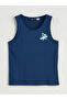 Xside Navy Blue Crew Neck Printed Men's Sleeveless T-Shirt - 5