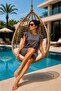 Ruffled Tights Flounce Semi-Closed Swimsuit Anthracite