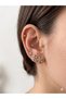 26Clk25 Gold Steel Earring Set with Stone Flower Motif - 2