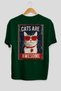 For the Love of Cats 125 Cat Printed Green Oversize T-Shirt 100% Cotton Unisex Cat Lover Premium Design