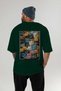 For the Love of Cats 19 Cats Printed Green Oversize T-Shirt 100% Cotton Unisex Cat Lover Premium Design - 4