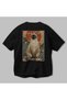 For the Love of Cats 2 Cats Printed Black Oversize T-Shirt 100% Cotton Unisex Cat Lover Premium Design - 3