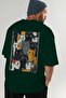 27 Cats for Cat Lovers Printed Green Oversize T-Shirt 100% Cotton Unisex Cat Lover Premium Design - 7