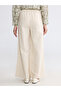 Two Mt Shop Quality Lcw Modest Ecru Linen Blend Plain Standard & Regular Wide Leg Women's Trousers - 4