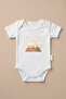 Nature Printed Short Sleeve Baby Bodysuit with Snap Fasteners 100% Cotton - 4