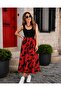 Women's Strappy Round Neck Top Viscose Bottom Patterned Long Single Jersey Dress - 2