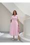 Women's Pink Belt Detailed Short Sleeve Dress