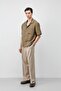 Khaki Lyocell Blended Short Sleeve Men's Shirt - 3
