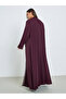Burgundy Front Open Abaya with Lace Trim - 5