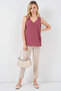 Women's V-Neck Zero Sleeve Blouse 1450 - D.Dried Rose - 3