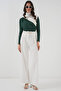 Women's Gathered Detailed Sandy Blouse 1440 - Emerald Green - 2
