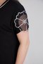 V-Neck Daisy Lace Detailed Combed Cotton T-Shirt - 3