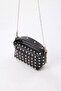 Women's Mini Black Studded Chain Strap First Class Vegan Leather Crossbody and Shoulder Bag - 4