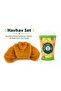 Croissant Food Storage Squeaky and Cool Lime Drink Plush Dog Toy Set - 3