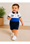 Baby Boy Polo Collar Shorts Set 2-Piece Summer Children's Set Navy Blue White - 4