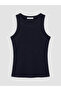 Lcw Everyday Navy Blue Crew Neck Women's Tank Top with Stones - 4
