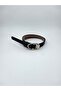 Women's Black Thin Belt with Gold Oval Buckle, Stylish Daily and Classic Combination Belt 2 cm - 3