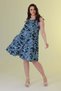 Women's Blue Floral Pattern Standard Size Sleeveless Dress with Matching Pockets, Sizes 42-54 - 4