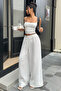 Women's Comfortable Cut Muslin Elastic Waist Wide Leg Pants - 7