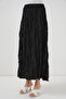 Women's Long Crinkled Skirt 1472 - Black - 4