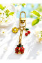 Ladybug Bag Ornament Keychain |   Flower and Cherry Detailed Charm - 5