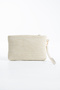 Cream Wicker Women's Clutch Portfolio Bag - Modern Textured Design, Stylish & Everyday Use - 2