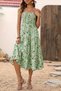 New Season Women's Rope Strap Patterned Gipe Detail Midi Single Jersey Summer Dress - 4