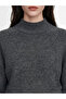 Anthracite Mock Neck Women's Knitwear Sweater - 6