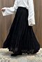 Black Crush Voile Linen Skirt