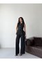 Gold Button Detailed Sleeveless Vest and Pants Set with Belt Accessory - 4