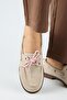 Monica Women's Genuine Leather Colorful Lace-Up Beige Shoes - 7