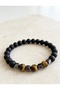 Natural Stone Men's Bracelet (Hematite, Tiger's Eye and Matte Onyx)
