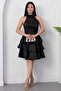 Halter Neck Layered Satin Dress Drp565 - 4