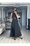 Women's Open Shoulders, Open Waist, Lace Trim, Slit, Long Janjan Crepe Dress - 6