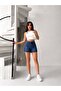 Short Denim Shorts with Embroidered Legs and Lacquered Details - 3