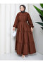 Drawstring Layered Ruffle Dress in Poplin Fabric