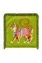 Colorful Ornate Tiger Figured Fringed Cushion Cover - Khaki Tasseled Green Pillowcase - 7