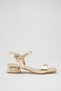 Gold Metallic Blunt Toe Low Heel Evening Dress Sandals Shoes Heel Height 4 cm - 3