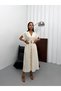 Women Shirt Collar Midi Dress Belted Buttoned Summer Stylish Casual Dress - 6
