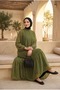 Women's Striped Chiffon Dress with Separate Inner Lining Layered Hijab Dress