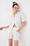 Shirt Collar Short Sleeve Teddy Bear Bow Patterned Milan Shorts Summer Women's Pajama Set - 2