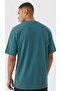 Men's oversized relaxed fit t-shirt - deer print - petrol green - 3