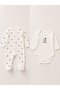 I Love Dad Mom Printed Beret 3-Piece Jumpsuit Set 100% Cotton - 2