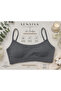 Sports String Strap Ribbed Women's Padded Bra - Removable Pads - Single Pack Gray - 7