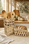 Decorative Handmade Wicker Basket Set Spoon Holder 10 X 20 cm Bread Basket 15 X 10 cm - 5