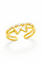 Women's Pearl Detailed Bow Figured Adjustable Gold Color Elegant Ring with Zircon Stone
