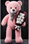 White Rose Bouquet and 90cm Pink Large Plush Bear Elegant Gift Set for Mother, Sister, Girlfriend, Friend - 6