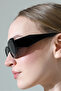 Women's Black Frame Handle Detail Black Glass Sunglasses - 8