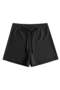 Premium - Tide Collection |   Black Lace-Up Wrinkled Textured Comfortable Cut Women's Shorts - 2