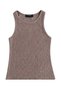 Premium - Tide Collection |   Mink Crew Neck Wrinkled Textured Sleeveless Women's Crop Blouse - 3